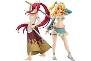 Xinnice Fairy Tail Anime Actionfigur, Erza Scarlet & Aquarius Lucy Heartfilia Figur | 17cm PVC Stehendes Statue | Cartoon Desktop Dekoration Modell | Geschenk für Anime Fans