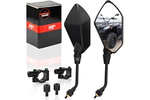 1PZ F11-MI2 Rétroviseur Moto Universel Miroir Latéral avec support 7/8" remplacement pour Honda Polaris Suzuki Kawasaki Yamaha ATV Quad Wheeler Dirt Bike Vélo Cruiser Chopper Scooter Cyclomoteur