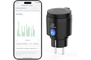 EIGHTREE Prise Connectée Extérieure 16A (Type F), Prise Etanche IP44, Programmateur Prise Extérieur, Contrôle Vocal et à Distance, Monitorage de Consommation, Compatible Alexa/Google/SmartThings