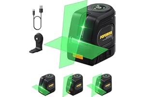 POPOMAN Niveau Laser Vert, Laser Ligne Autonivelante, Écran LED, Extension Verticale 130°, Précision 10M±2MM, TYPE-C Charge, 2600 mAh Batterie Rechargeable Intégrée, Mode Impulsion, IP54 - D8 APEX
