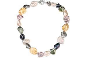 FULU AUTUMN Layered Pearl Necklace Beaded Silver Choker Handmade Boho Statement Costume Necklaces Fashion Jewellery Gifts for Women