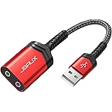 Adaptateur Audio USB, Carte Son stéréo Externe JSAUX, Adaptateur Audio USB vers Prise Jack 3,5 mm avec Prise Casque TRS 3,5 m
