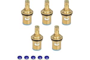 5 Pezzi Valvola di Ricambio per Rubinetto, DIYCUT Cartucce Rubinetto in Ottone, 1/2 "Valvola Rubinetto Interno, Coppia di Vitoni con Rondelle, Vite, per Il Rubinetto Della Cucina Bagno