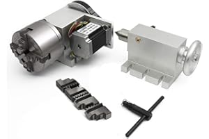 RATTMMOTOR Asse rotativo CNC a 4 assi, asse rotativo K12-100 mm, con 4 forni con contropunta da 65 mm, asse di rotazione CNC, 4th assi per macchina per incisione, fresatrice