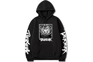 acsefire Felpa Anime Cosplay Unisex Felpa con Cappuccio a Maniche Lunghe Stampata Berserk Felpa con Cappuccio Sportivo Divertente per i Fan di Guts