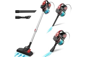 INSE Aspirapolvere con filo, Scopa Elettrica con Filo, Aspirapolvere senza Sacco, 18kPa 600 W, con Cavo 6m, 3 in 1, per Pavimenti Duri e Peli di Animali Domestici