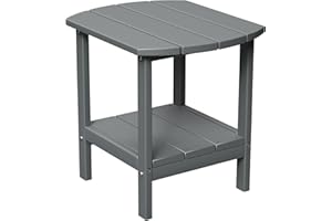 TORVA Outdoor Side Table, All Weather HDPE Adirondack Table Garden Coffee Table, Square/Round Small Patio End Tea Table for Balcony, Backyard, Lawn and Poolside, Square,2-tier (Grey)