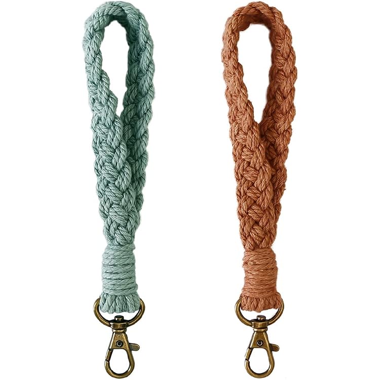 Makramee Schlüsselband Armband – Boho Design, Baumwolle, Mit Karabiner – Für Frauen & Mädchen, Ca. 20 Cm