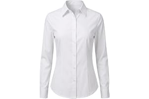 UDILEO Camicia Donna Elegante Cotone Elasticizzato Camicetta Blusa Aderente Ufficio Casual Manica Lunga Slim Fit