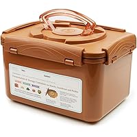 Crazy Korean Cooking Gärbehälter für Kimchi, Sauerkraut mit Vakuum-Innendeckel, plastik, Sandy Brown, 1.3 Gal (5.2L)