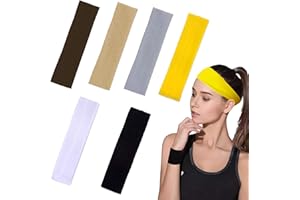 UIRHEURD Cinta Pelo Deporte 6 Piezas Diademas Mujer Diadema Elastica Mujer Diadema de Yoga Deportivo Diademas Mujer y Hombre Deportivas Transpirable para Yoga Fitness 6 Colores 20 * 5cm