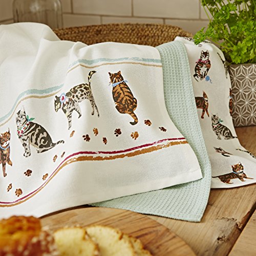 Cooksmart Cats on Parade Geschirrtücher mit Katzen – Motiv, Mehrfarbig, 3 Stück - 2