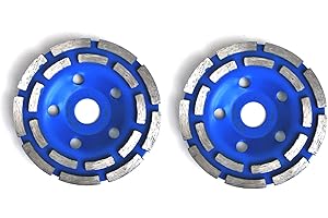 2 Stück QUANTEX Diamant-Schleiftopf 125mm. Diamant-Schleifscheibe doppelreihig mit 22,23mm Standardbohrung geeignet für alle Winkelschleifer, Betonfräse etc. Universal für Beton, Naturstein, Estrich.