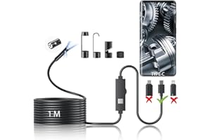 CUNSIEUN Endoscope - Caméra d'inspection avec lumière - 8,0 mm - Étanchéité IP67 - Tube d'évier - Pour Android, iPhone, iPad, endoscope HD 1080p (double lentille, 1 m)