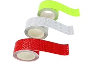 kwinfei 3 Rolls Reflective Tape Waterproof Outdoor Safety Tape,High Visibility Red, Yellow, Silver Reflective Stickers for Cars, Bikes, Helmets, Trailers, Clothing, Gear,1 Inch x 30 Ft Reflector Tape