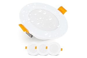 EMOS Downlight LED Techo Empotrable 5 Watt / 500 Lumen | Focos Techo Impermeable IP54 Para Uso Exterior E Interior, Blanca Cálido 3000k | Juego de 3 Ojos de Buey Ultraplano, Redondo, Blanco