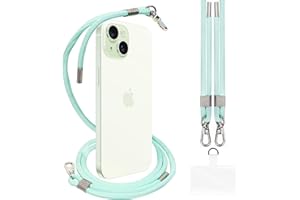 AHABIPERS Handykette Universal zum Umhängen, Nylon Handyband kompatibel mit Jeden Smartphones, Verstellbar und Abnehmbar Kette zum Umhängen, Hülle mit Kordel, Handyband für Jeder Hülle, Cyan