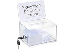 KAFENDA Acryl-Spenden-Wahlurne mit Schloss – sichere Vorschlagsbox, perfekt für Visitenkarten (15,9 x 11,4 x 10,2 cm), transparent