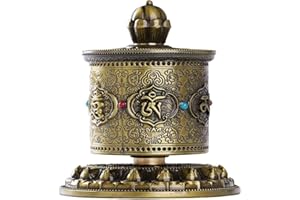 HEARSO Buddhistische Gebetsmühle Tibet,Tibetische Gebetsmühle Mit Buddha-Figuren Gebetsrad Haus Und Büro Buddhistische Dekoration Feng Shui Ornament Für Auto Zuhause Und Büro