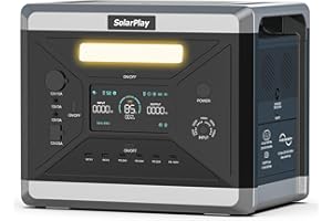 SOLARPLAY Centrale elettrica portatile 2400W,2160Wh Generatori solare batteria LiFePO4, 230V, 100% carica in 1,5h, 12 connessioni per il campeggio, i viaggi, la casa, l'interruzione dell'alimentazione