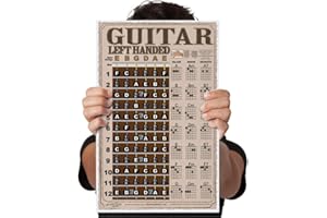 A New Song Music Laminiertes Poster für Linkshänder, Gitarre, amerikanischer Stil, Akkord & Griffbrett, Notizdiagramm, für Anfänger, Akkorde und Noten, 27,9 x 43,2 cm