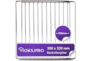 Vioks.pro Griglia per forno in acciaio inox, 350/520 mm x 320 mm, griglia per forno, griglia estraibile per forno/frigorifero