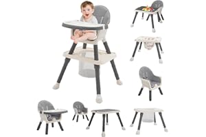 ARK MIIDO Trona de Bebé 7 en 1 Tronas Bebe Portatil con Silla Comedor Trona Evolutiva,Reposapiés,Cinturón,Cesta,Bandeja Extraíble, Tronas Evolutiva Bebe para niños 6 Meses a 6 Años