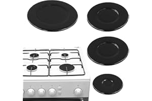 DRHOMEAM Gasherd-Brenner-Abdeckungen, 4 Stück, Herdhut-Set, 55 mm/75 mm/100 mm, Gasherd-Brennerkappe für Sabaf-Gasherd, Zubehör (konkav)
