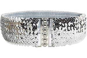 YouU Women Wide Sequin Belt - Girls Glitter Elastic Fabric Wide Belt Cinch-4 Colors