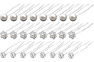 YIXUTAG 24pcs Épingles à Cheveux de Mariage,Accessoire Cheveux en Strass Perle,Pince Cheveux Fleurs en forme de U,Mariée forme bijoux de cheveux,Cheveux Mariage Strass Barrette Epingle Cheveux Mariage Perle