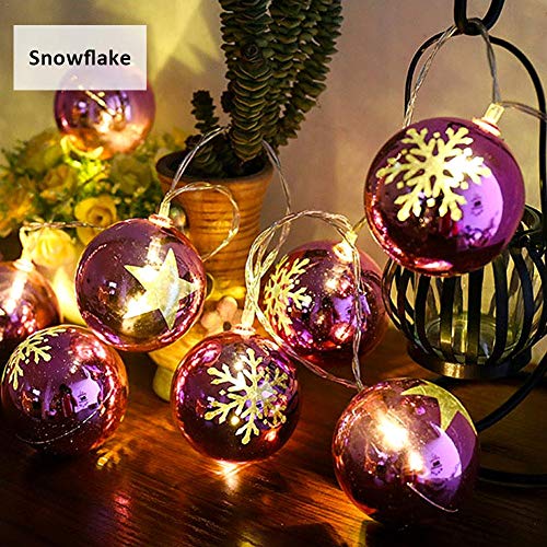 Preisvergleich Produktbild iStary Weihnachtslicht LED Kugel Lichterkette Sterne Schneeflocke Ball Laterne Batterie Betrieben Urlaub Lampe Wasserdicht Gartendekoration Garland Ideal Für Balkon, Außen Deko, Innen, Party Usw.