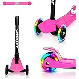 Tubiaz Monopattino per Bambini, scooter a tre ruote con ruote illuminate a LED, 4 Level scooter per bambini regolabile in alt