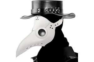 Hukermoon Maska doktora plagi, dziób ptaka, steampunk, maska skórzana, długi nos, maska, karnawał, maskarada, maskarada, maskarada, cosplay (biała)