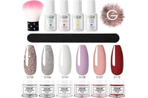 BEAUTY SEARCHER 12 piezas de polvo de inmersión para uñas, 6 colores de uñas holográficas en polvo para manicura, secado natural, sin lámpara, juego de polvos de inmersión para decoración de uñas (G)