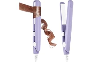 LOPHE Mini Fer à Lisser,Lisseur Boucleur Cheveux 2 en 1,Tension Universelle 110-220V - Chauffage express en 10 secondes, Adapté à tous types de cheveux, idéal pour la maison ou le salon,Violet