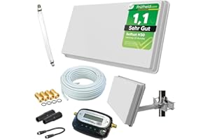Sat Flachantenne mit Single LNB - HD Sat-Anlage für 1 TV - Selfsat H30D1+ kompakte Antenne inkl. Fensterhalterung, 10 m Koaxialkabel, SAT-Finder & Zubehör-Set - Starke Empfangsleistung von netshop 25