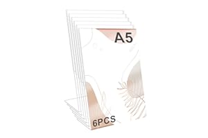 letuxaamz Porte Menu Porte Affiche Présentoir A5 Plexiglass Lot de 6, Support de Table Design L Incliné pour Carte Restaurant Mariage Cérémonie Hôtel Event Fête Bureau