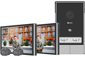 EZVIZ HP7 2K Citofono Bifamiliare, 2 Schermi, WiFi, 7'' Touch Screen a Colori, Campanello Video 2 Fili, Rilevamento Persone, Wi-Fi Dual Band Connesso con App
