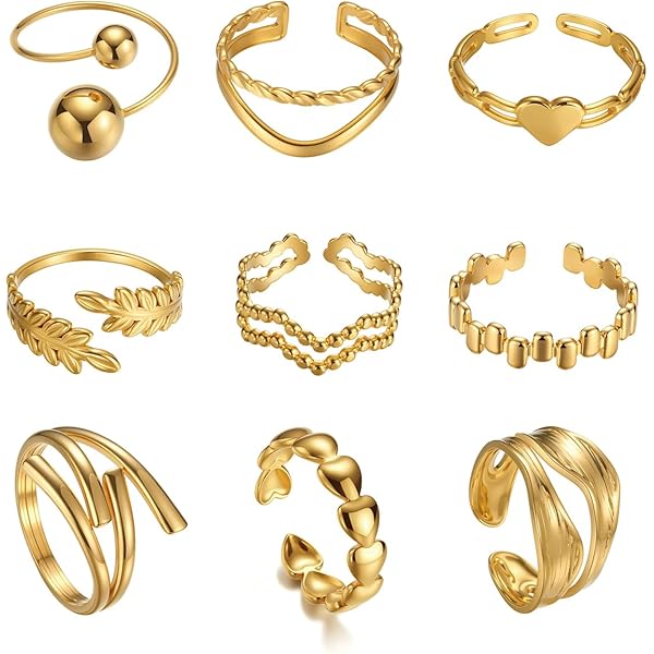 XYTDM Vintage Parel Ring Stapelen Parel Cluster Ringen Opening Verstelbare Parel Ring Trend Persoonlijkheid Parel Ring Sieraden Geschenken Voor Tiener Meisjes, 0, Metaal, Geen edelstenen