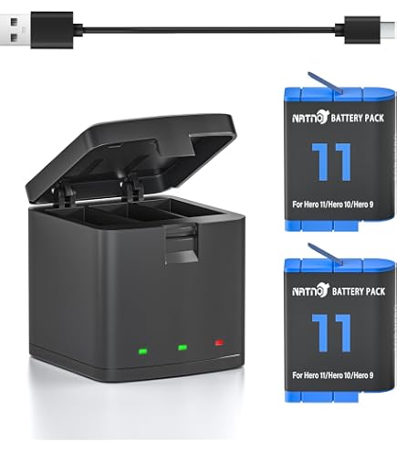 Chargeur 3 Batteries Et étui De Rangement Pour GoPro Hero 13/12/11/10/9 – Recharge Rapide USB-C, Protection Intégrée