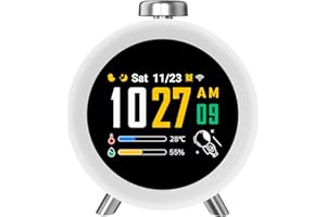 Dekala Children's Alarm Clock Round Case with IPS Display, Temperature & Humidity Sensor, Interactive Themes, Sleep Sounds, Customizable Alarms for Boys And Girls (Smart Version)