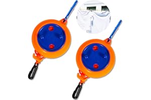 Xiuyer Filo Stendibiancheria, 2 Pezzi Corda Retrattile da Bucato con Fibbia Sospesa 8M Linea di Asciugatura dei Vestiti per Campeggio Viaggio Balcone Giardino Interni ed Esterni – Arancione