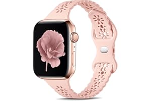 Dirrelo Lace smukła bransoletka kompatybilna z Apple Watch 38 mm, 40 mm, 41 mm, 42 mm, 44 mm, 45 mm, dla kobiet i dziewcząt, silikonowa bransoletka zastępcza, kompatybilna z iWatch Series 8/7/6/5/4/3