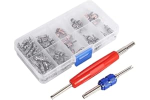 AKOZON Air Conditioning Valve Core A/C R134a/R12 Refrigeration Tire Valve Stem Cores Remover Tool-Assortment Kit, 102pcs obus valve a/c valve core nucleo valvula 16mm tire valve core kit 102 ac valve core k