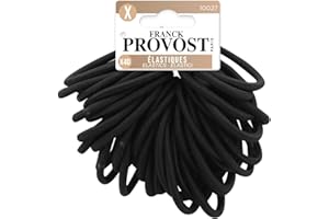 FRANCK PROVOST - Lot de 40 Élastiques - Sans Lien Métal - Cheveux Épais - NOIR