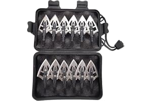 HNZMDY Puntas de Flecha de Tiro con Arco 100 Grano Cabezas Anchas con Estuche Puntas de Caza de Metal Puntos para Pernos de Ballesta Flechas de Carbono