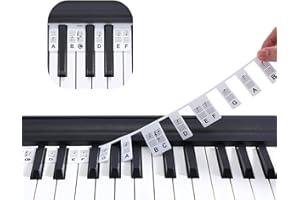 Fansjoy Piano Key Notes Guide for Beginners, [No Need Stick] Removable Piano Keyboard Note Labels Overlay for Learning, Made of Silicone, Perfect for Full Size 88-Key & 61-Key Pianos (Classic Black)