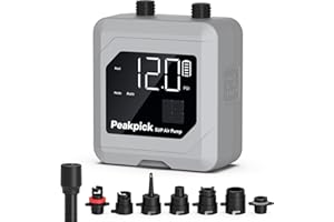 Peakpick Bomba eléctrica de Tabla de Remo de 20 PSI, Funciona con Pilas Recargables, inflado y desinflado Inteligente de Doble Etapa, Bomba de Aire Sup de Apagado automático para Tablas de Remo