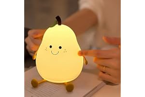 ‎FOREVER FOREVER Light Nachtlicht LED Silicone Lucky Pear Birne Kinder, Nachttischlampe Baby Birnenform Nachttischlampe, 7 Farben Touch Dimmbar und Timing Funktion Nachtlicht Kinder USB-Aufladung