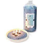 MİSSİ Yaratıcı İnci Tozu Aqua Mediterian Kokulu Mavi Renk Mum (30 adet fitil ile birlikte)-400 gr